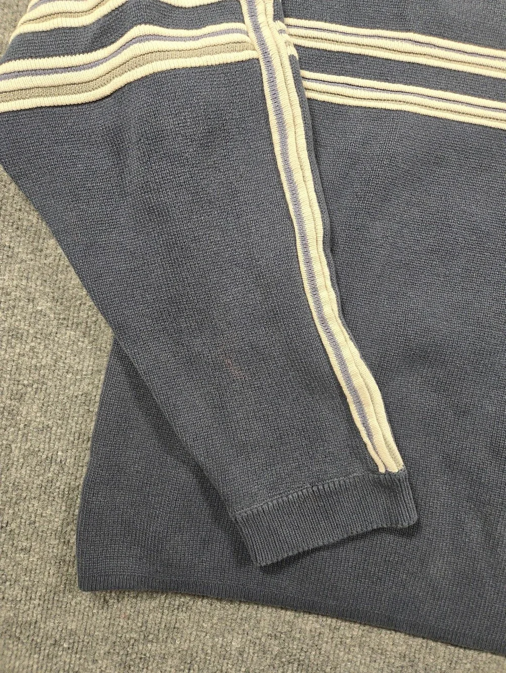 Vintage Quiksilver 90s Knit Sweater Large Blue Boxy Striped Crewneck Skater Surf - Picture 5 of 13